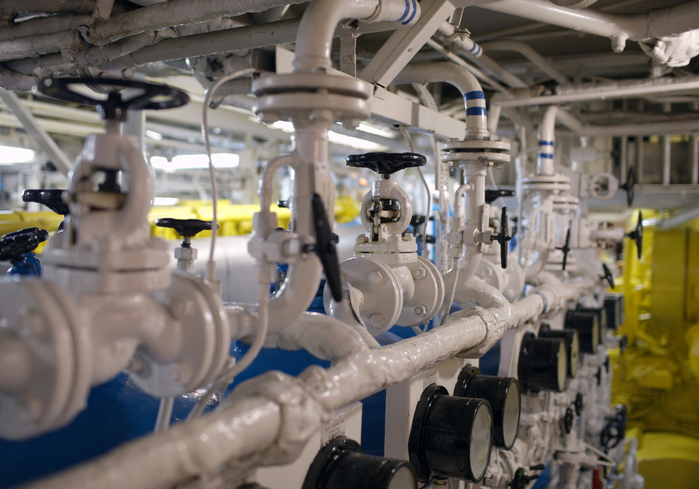 Boat interior hydraulics Boat interior hydraulics. Wide shot with perspective and shallow dof.
